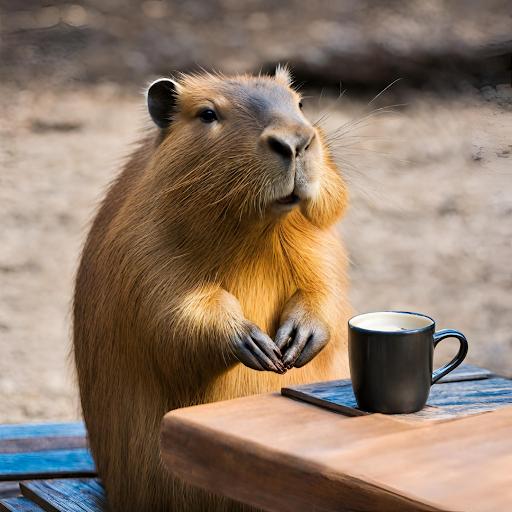 A capybara partaking in coffee community